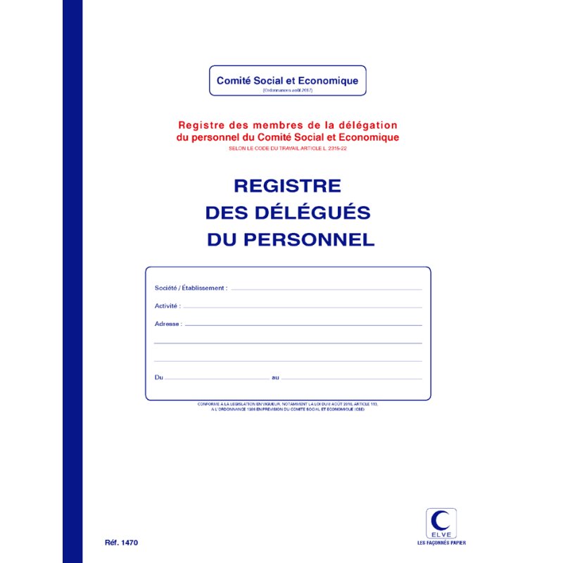 ELVE personeelsdossier personeelsvertegenwoordigers, papier 100 g/m², blauwe bedrukkking